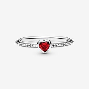 Pandora Red Heart Beaded Ring Size 7